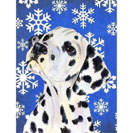 PATIOPLUS 11 x 15 in. Dalmatian Winter Snowflakes Holiday Flag Garden Size PA245756